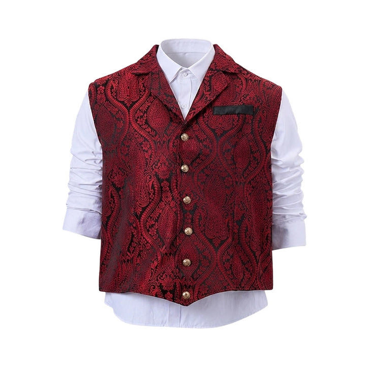 Gilet de costume pour homme, style victorien, en jacquard à motif cachemire et revers cranté - image 24