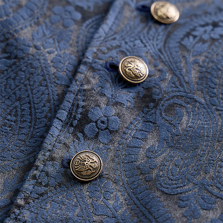 Gilet de costume pour homme, style victorien, en jacquard à motif cachemire et revers cranté - image 14
