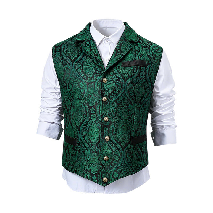 Gilet de costume pour homme, style victorien, en jacquard à motif cachemire et revers cranté - image 26