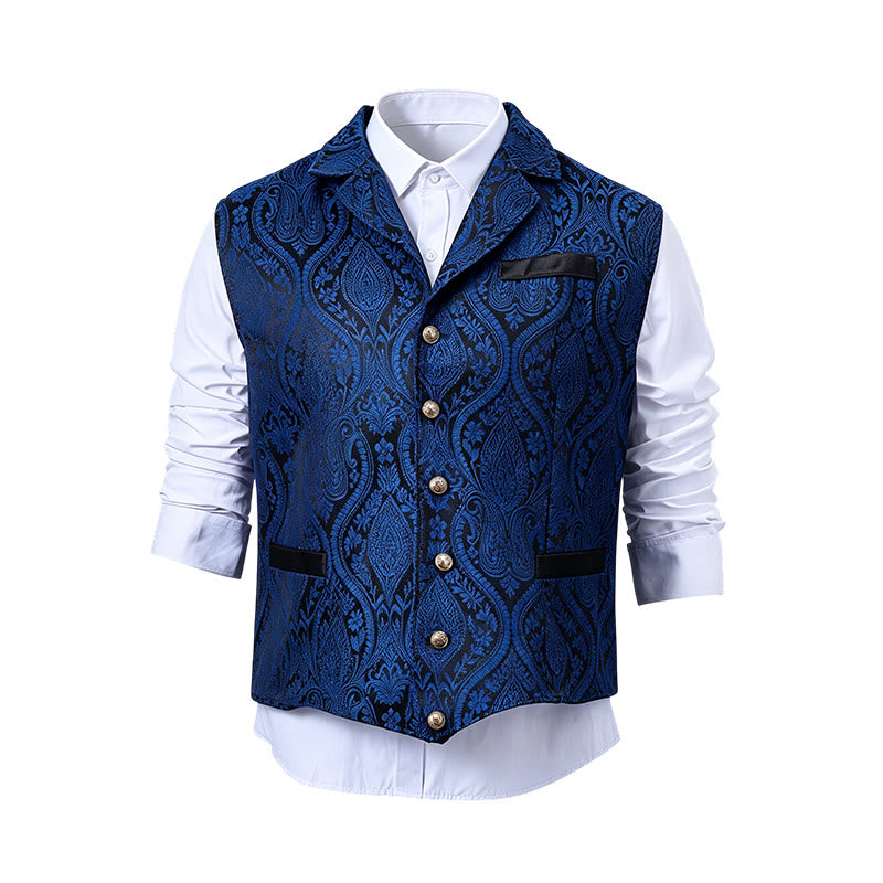 Gilet de costume pour homme, style victorien, en jacquard à motif cachemire et revers cranté - image 25