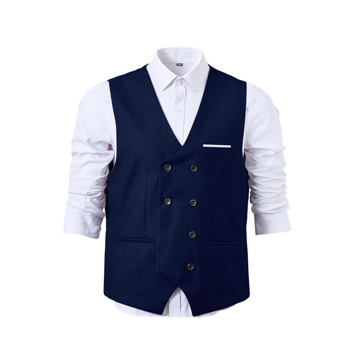 Gilet de costume croisé pour homme, couleur unie - image 33