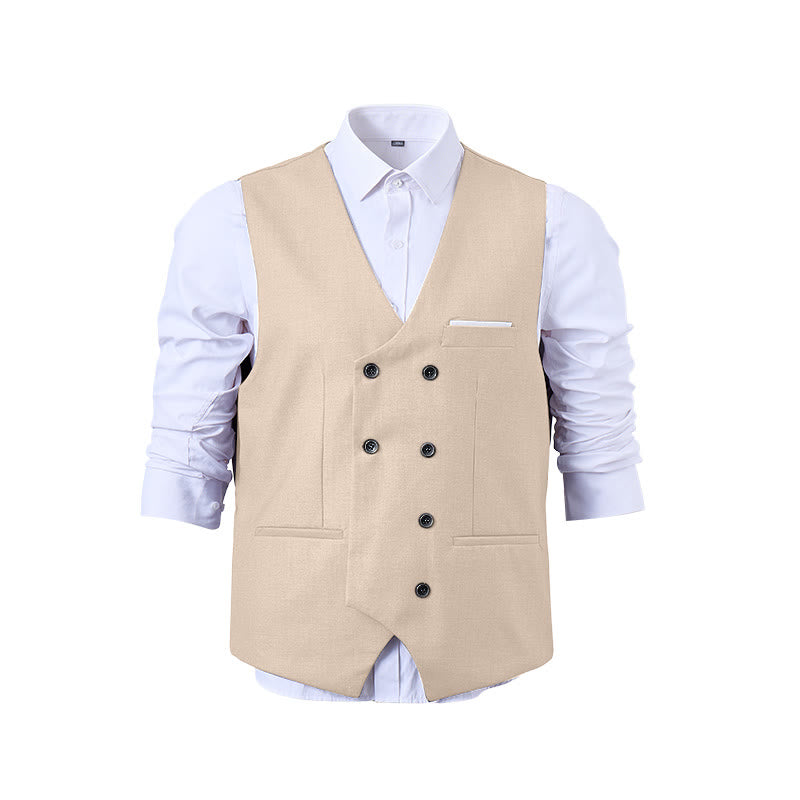 Gilet de costume croisé pour homme, couleur unie - image 24