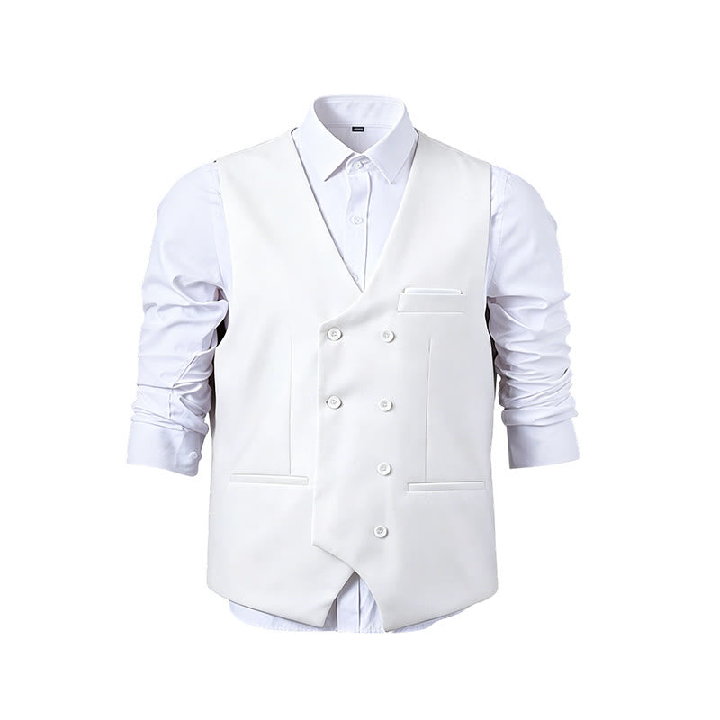 Gilet de costume croisé pour homme, couleur unie - image 23