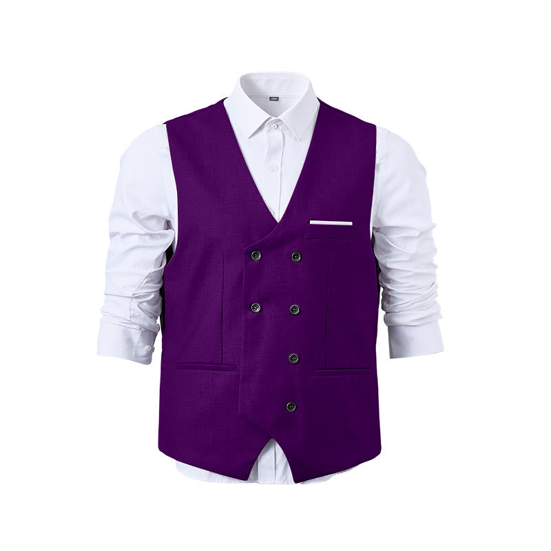 Gilet de costume croisé pour homme, couleur unie - image 34
