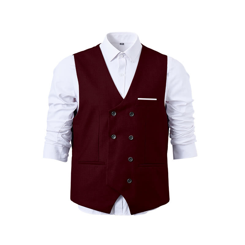 Gilet de costume croisé pour homme, couleur unie - image 28