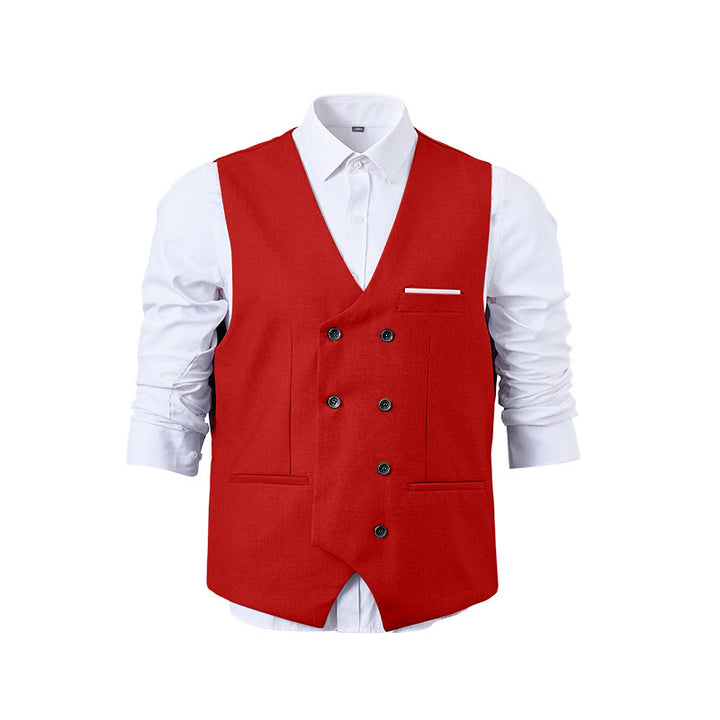 Gilet de costume croisé pour homme, couleur unie - image 27