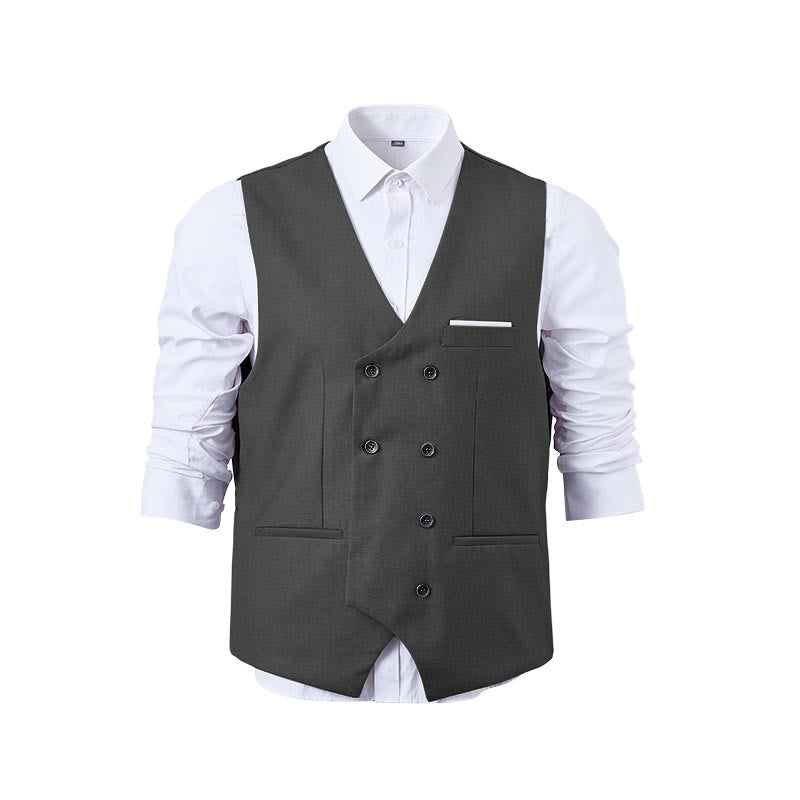Gilet de costume croisé pour homme, couleur unie - image 25