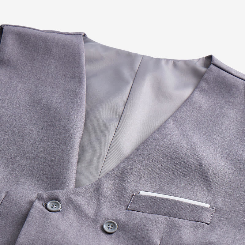 Gilet de costume croisé pour homme, couleur unie - image 17