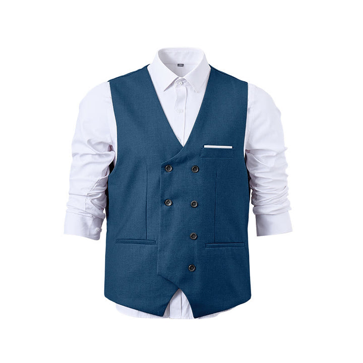 Gilet de costume croisé pour homme, couleur unie - image 32