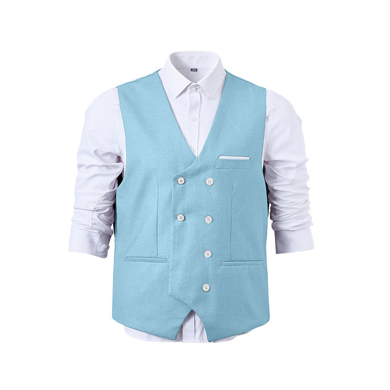 Gilet de costume croisé pour homme, couleur unie - image 30