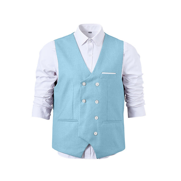 Gilet de costume croisé pour homme, couleur unie - image 30