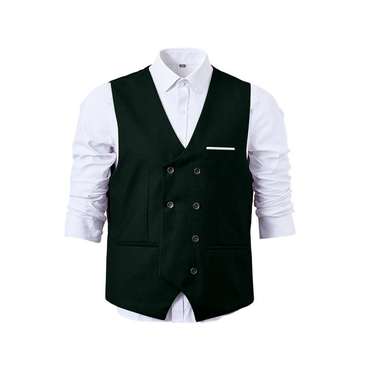 Gilet de costume croisé pour homme, couleur unie - image 29