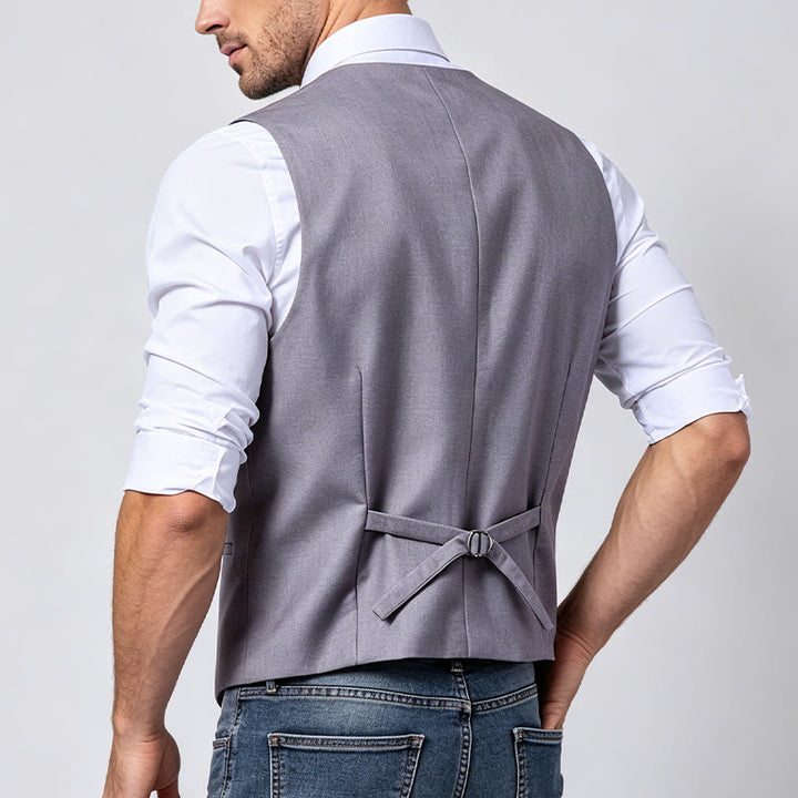 Gilet de costume croisé pour homme, couleur unie - image 4