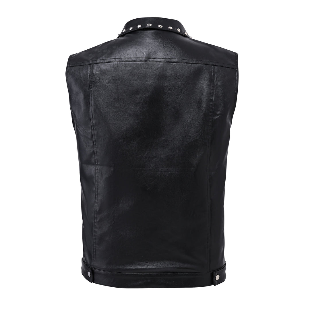 Gilet sans manches en similicuir clouté style punk rock biker - image 8