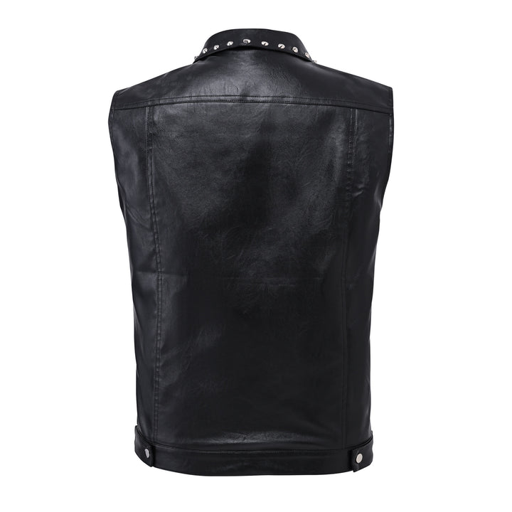 Gilet sans manches en similicuir clouté style punk rock biker - image 8