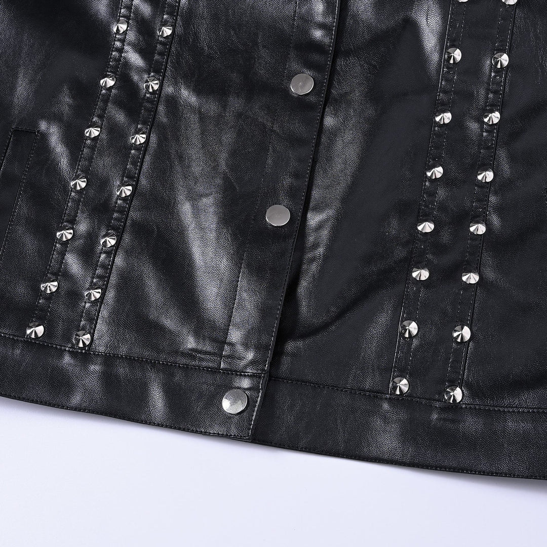 Gilet sans manches en similicuir clouté style punk rock biker - image 5