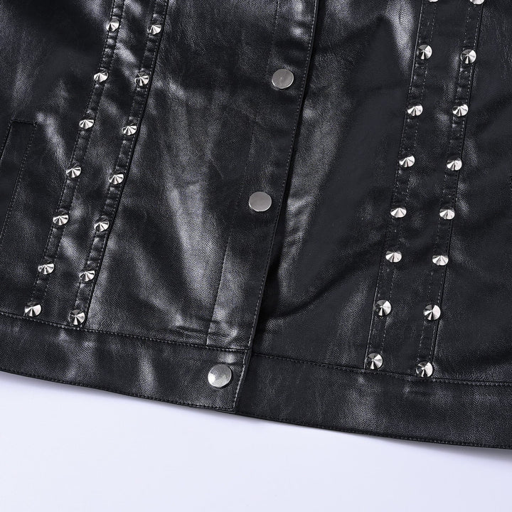 Gilet sans manches en similicuir clouté style punk rock biker - image 5