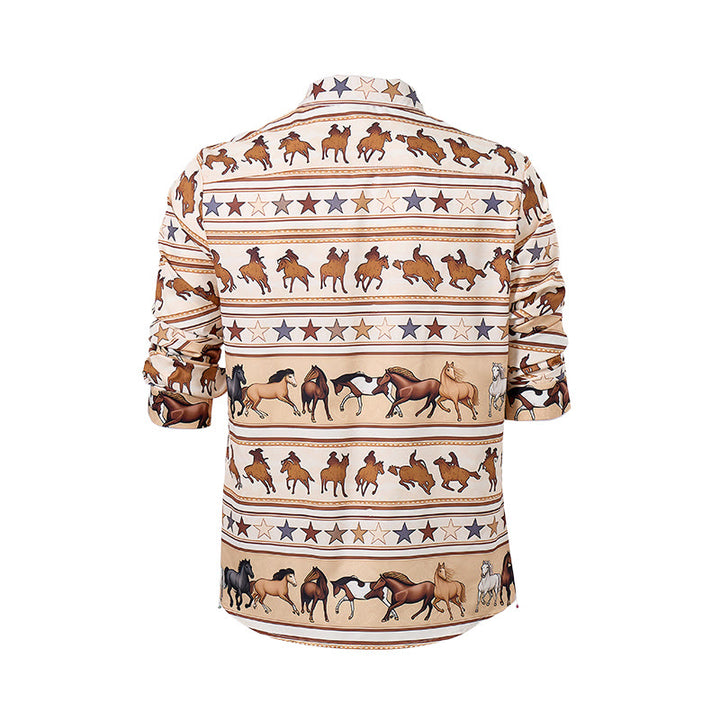 Chemise western pour homme à rayures avec imprimé équestre cheval et étoile - image 9