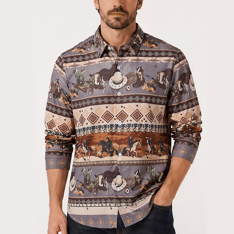 Chemise homme style western désert à motifs tribaux - image 1