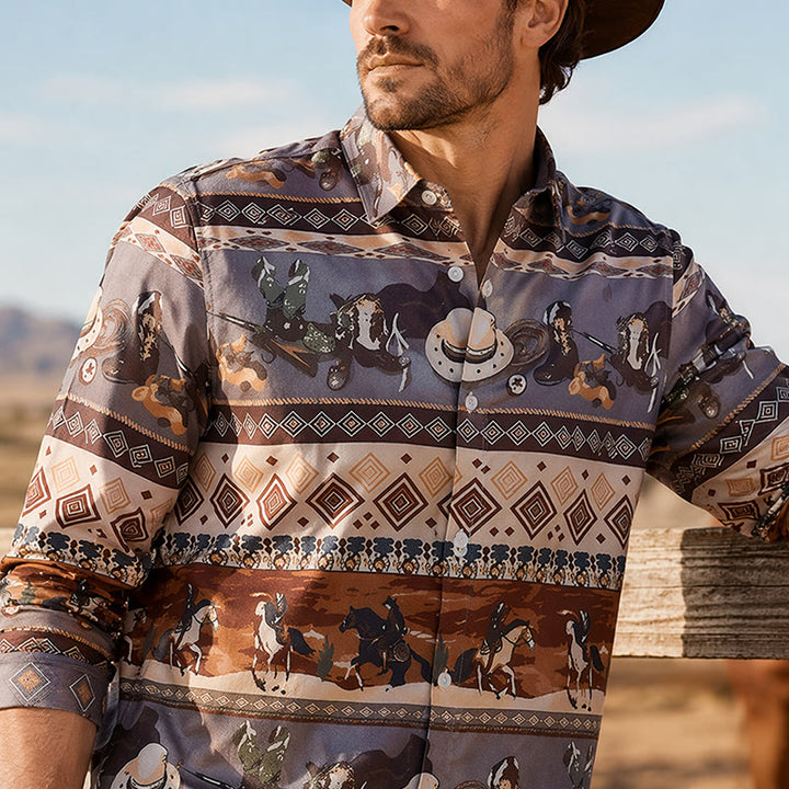 Chemise homme style western désert à motifs tribaux - image 4