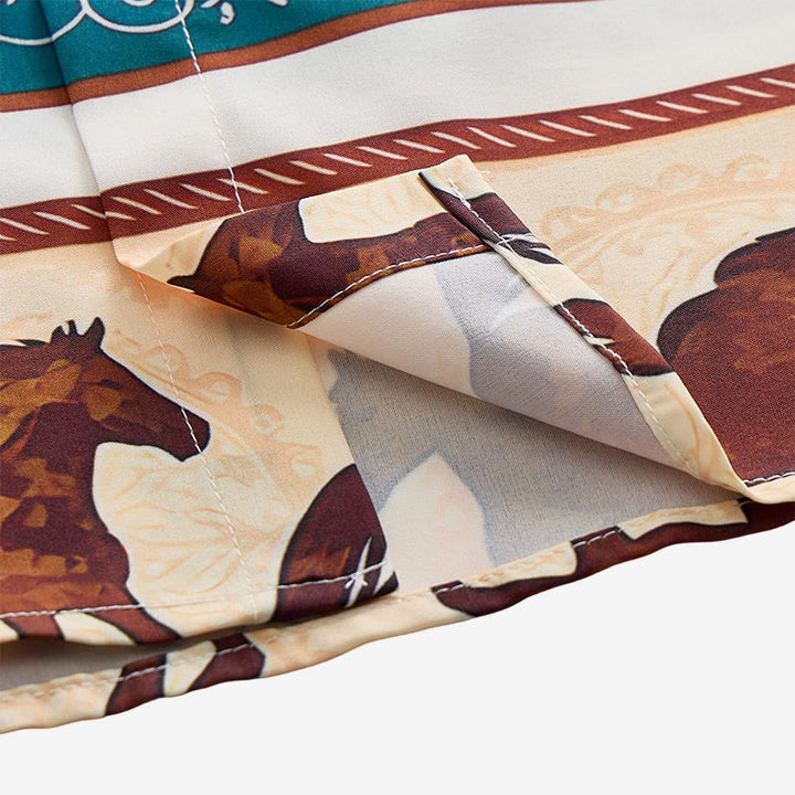 Chemise homme style western rétro à imprimé cheval et bordure ornée - image 7