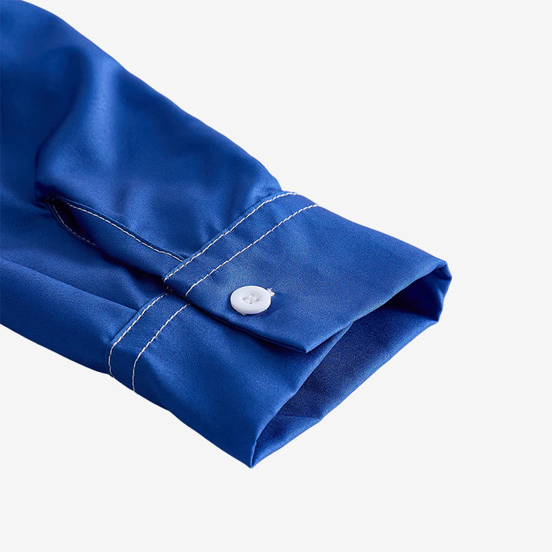 Chemise homme bleue et blanche à imprimé coucher de soleil et serpent aztèque - image 7