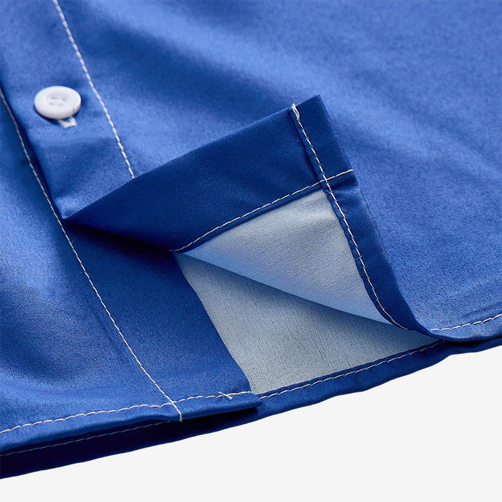 Chemise homme bleue et blanche à imprimé coucher de soleil et serpent aztèque - image 6
