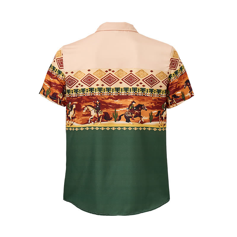 Chemise homme beige et verte à imprimé cactus et cavalier du désert - image 9