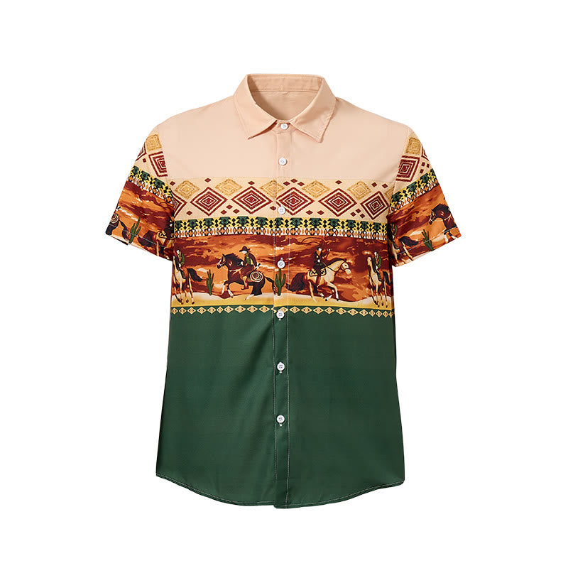 Chemise homme beige et verte à imprimé cactus et cavalier du désert - image 8