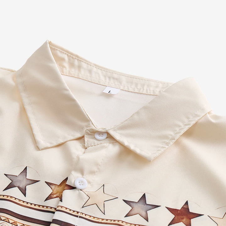 Chemise western pour homme, marron et crème, à imprimé silhouette de cheval de cowboy - image 4