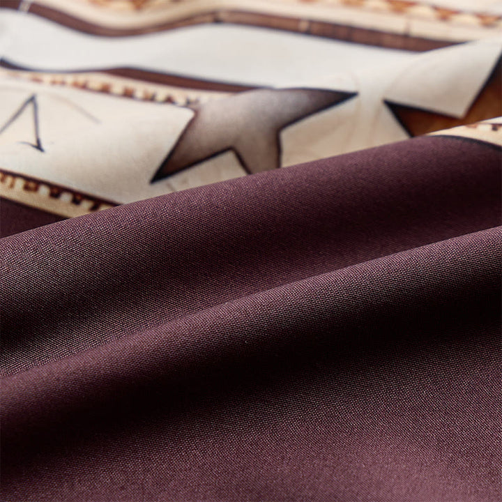 Chemise western pour homme, marron et crème, à imprimé silhouette de cheval de cowboy - image 6