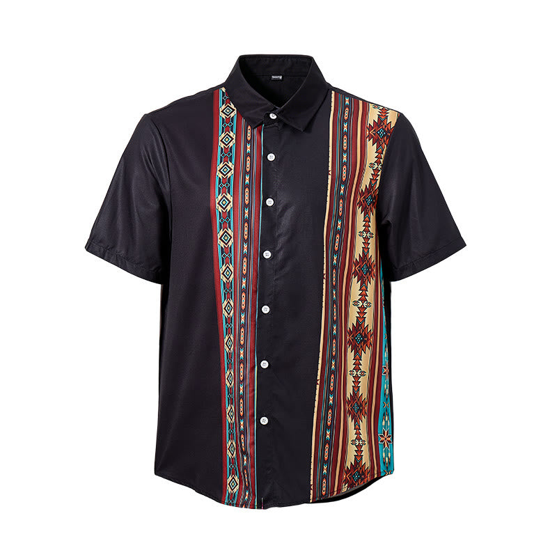 Chemise d'été noire pour homme à motif géométrique aztèque - image 8