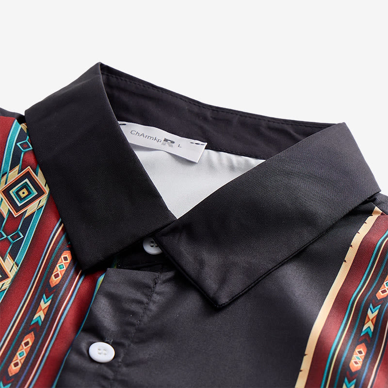 Chemise d'été noire pour homme à motif géométrique aztèque - image 4