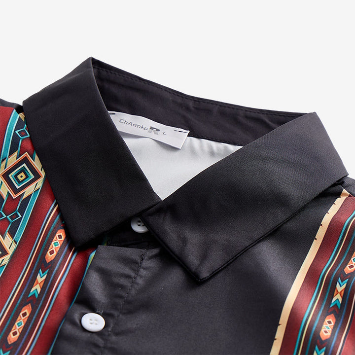 Chemise d'été noire pour homme à motif géométrique aztèque - image 4