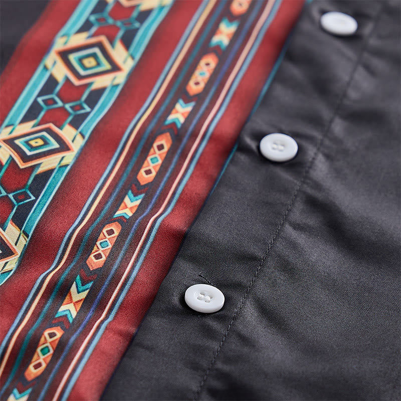 Chemise d'été noire pour homme à motif géométrique aztèque - image 5