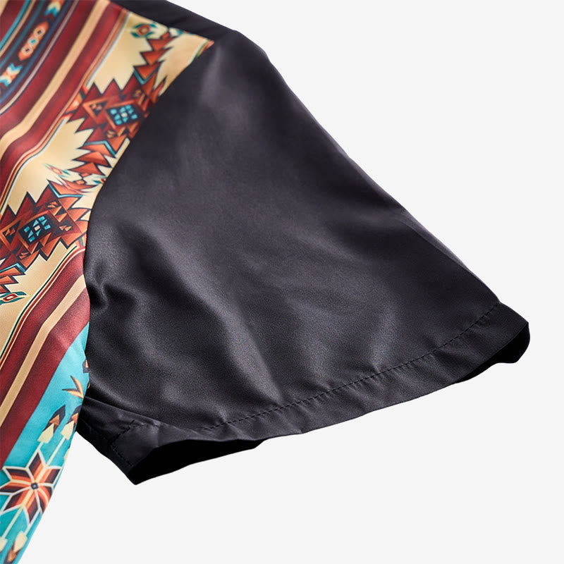 Chemise d'été noire pour homme à motif géométrique aztèque - image 7