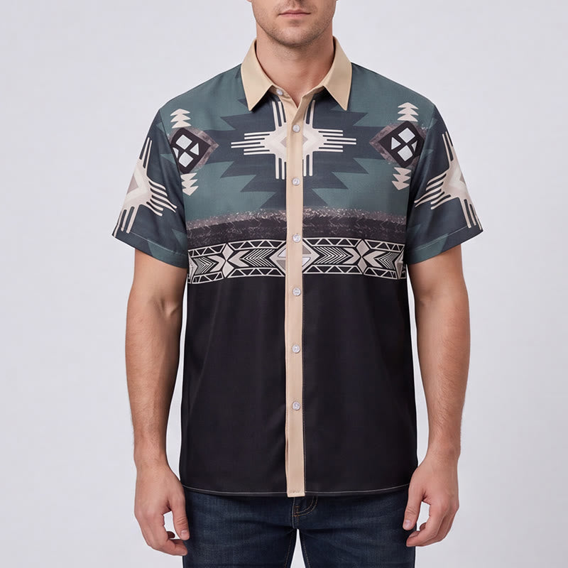 Chemise homme à imprimé géométrique aztèque bicolore du sud-ouest - image 1