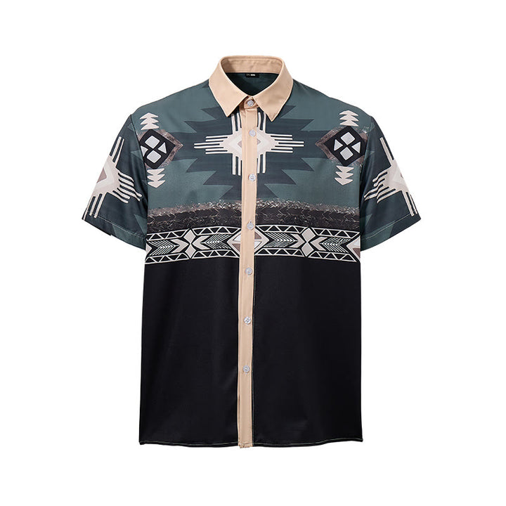 Chemise homme à imprimé géométrique aztèque bicolore du sud-ouest - image 9