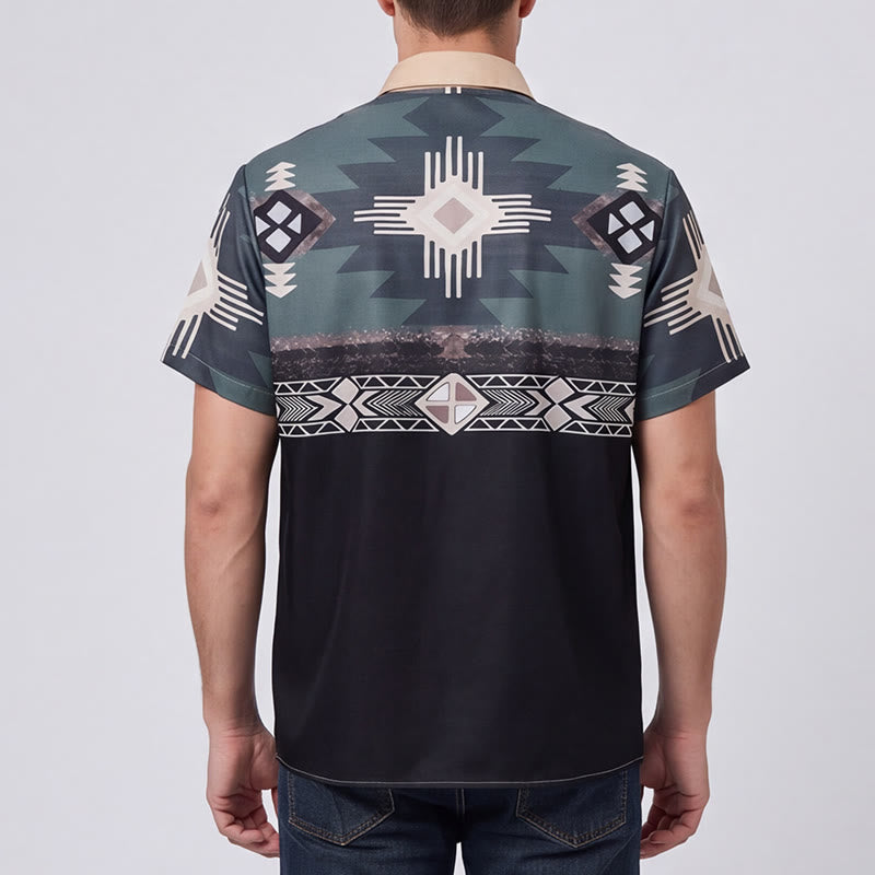 Chemise homme à imprimé géométrique aztèque bicolore du sud-ouest - image 2