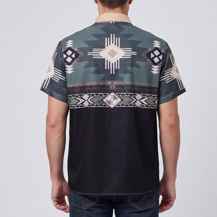 Chemise homme à imprimé géométrique aztèque bicolore du sud-ouest - image 2