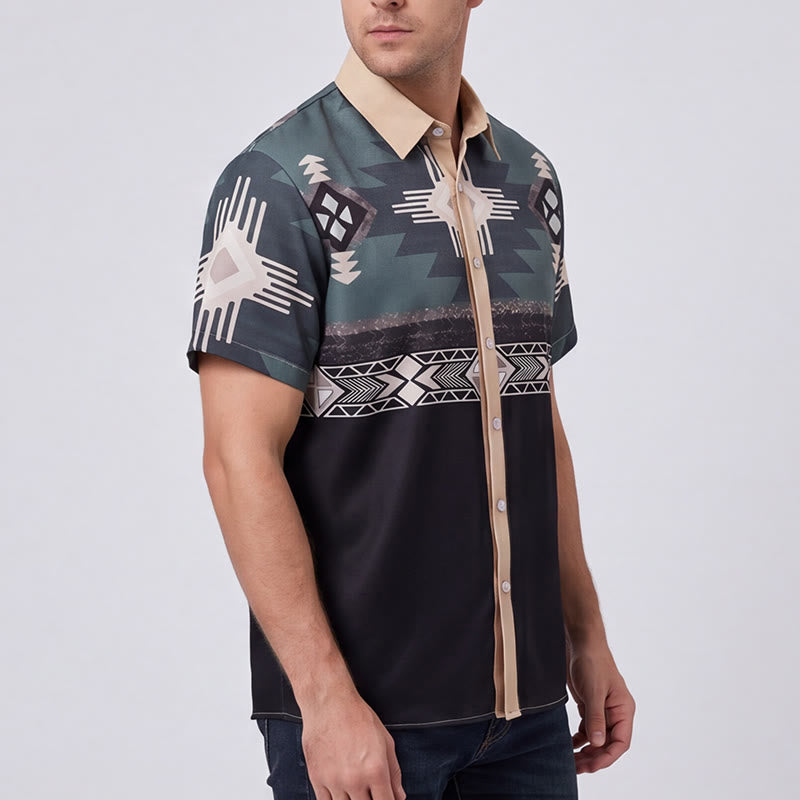 Chemise homme à imprimé géométrique aztèque bicolore du sud-ouest - image 3