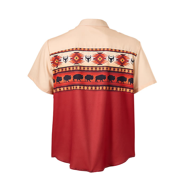 Chemise homme beige et rouge à imprimé aztèque style western Buffalo - image 10