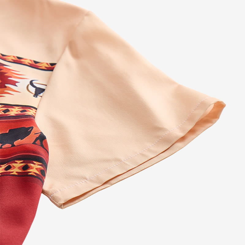 Chemise homme beige et rouge à imprimé aztèque style western Buffalo - image 8
