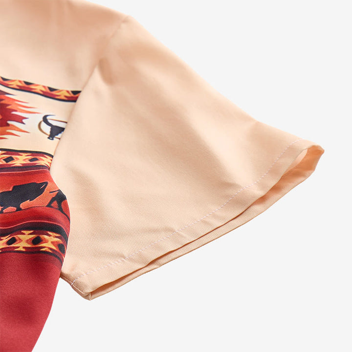 Chemise homme beige et rouge à imprimé aztèque style western Buffalo - image 8