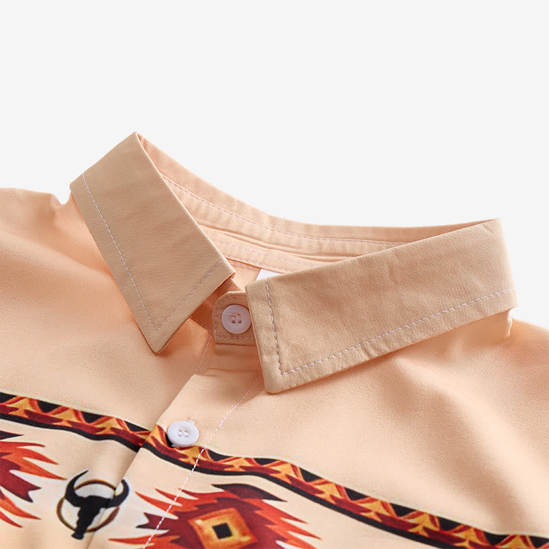 Chemise homme beige et rouge à imprimé aztèque style western Buffalo - image 4
