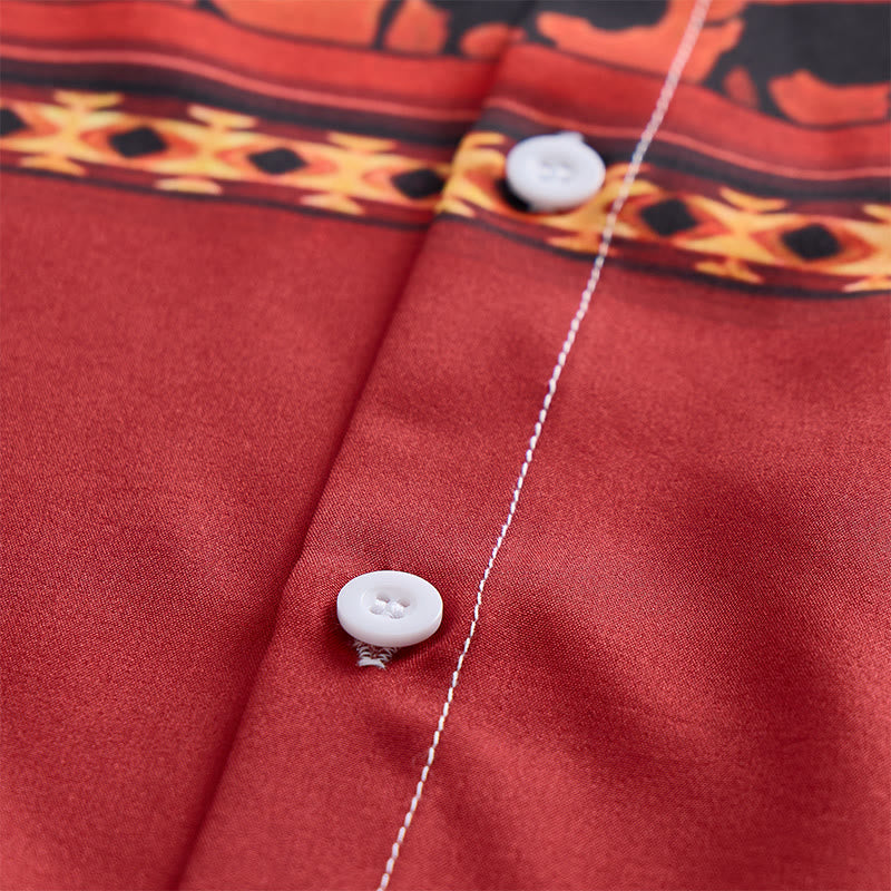 Chemise homme beige et rouge à imprimé aztèque style western Buffalo - image 5
