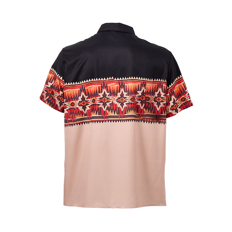 Chemise bicolore noire et beige à motif d'étoile aztèque de style western pour homme - image 9