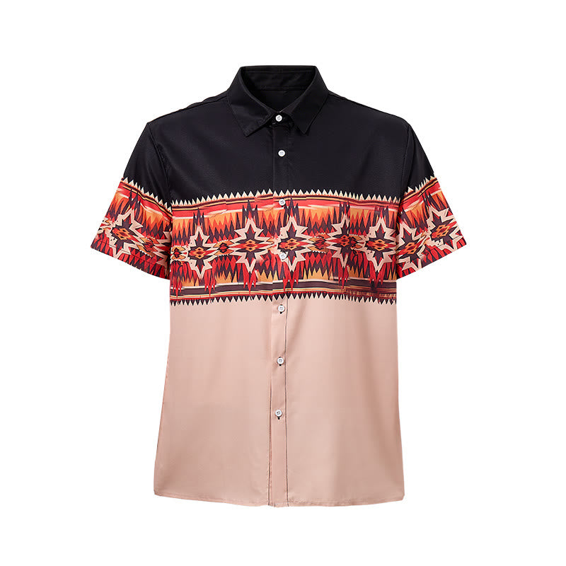 Chemise bicolore noire et beige à motif d'étoile aztèque de style western pour homme - image 8