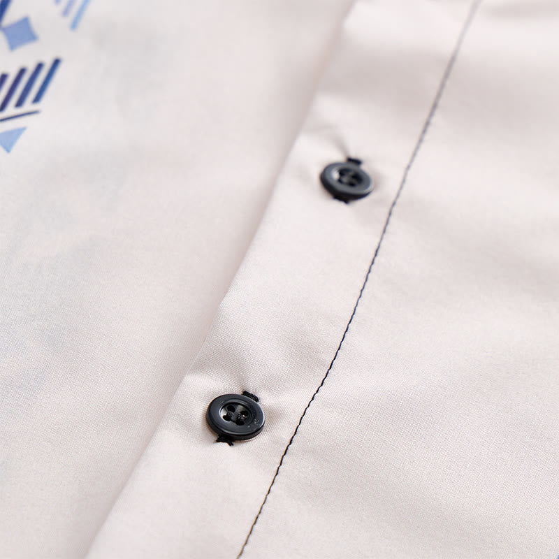 Chemise homme bleue et beige à imprimé aztèque vertical d'inspiration ethnique - image 7