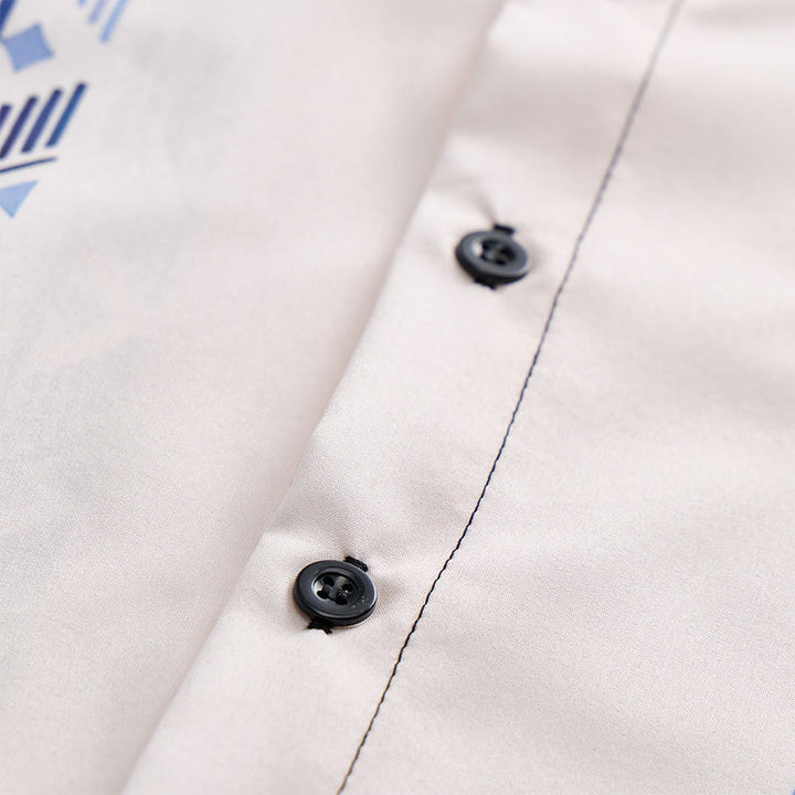 Chemise homme bleue et beige à imprimé aztèque vertical d'inspiration ethnique - image 7
